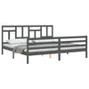 Bettgestell grau mit Kopfteil Jermain 200x200cm (Holz)