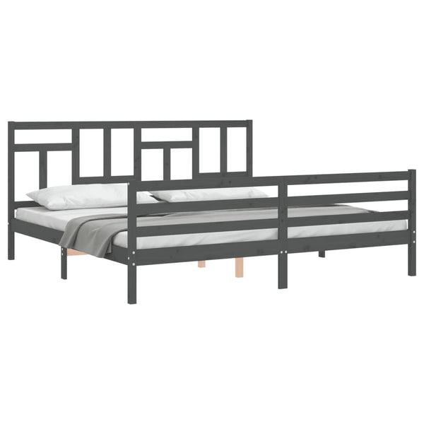 Bettgestell grau mit Kopfteil Jermain 200x200cm (Holz)