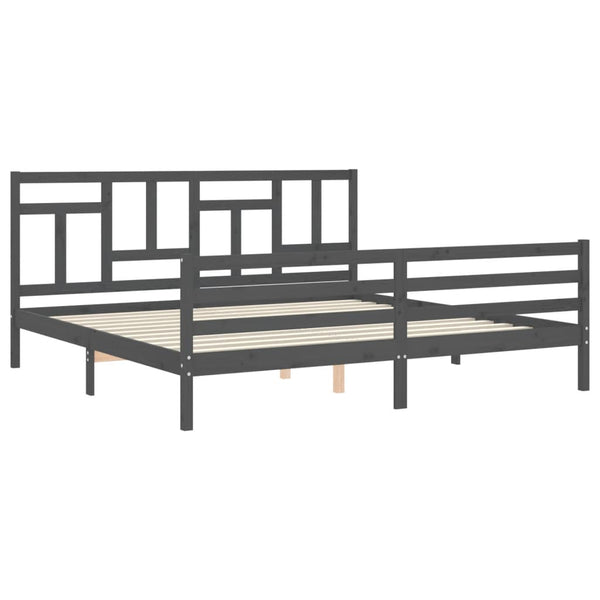 Bettgestell grau mit Kopfteil Jermain 200x200cm (Holz)