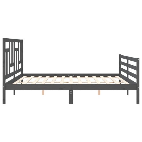 Bettgestell grau mit Kopfteil Jermain 200x200cm (Holz)