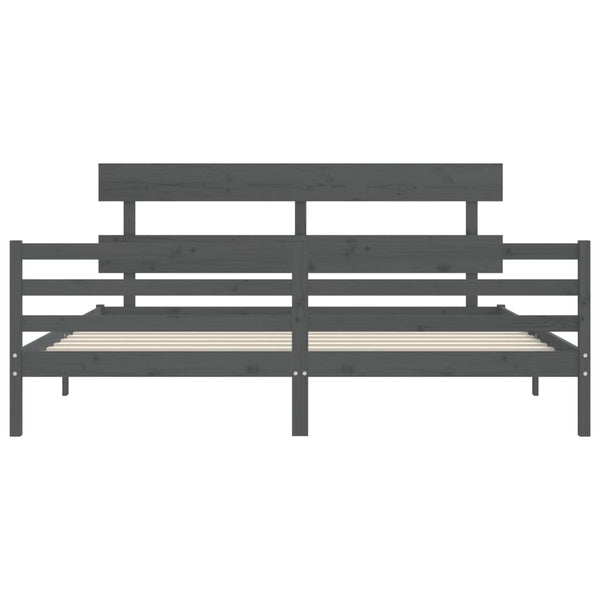 Grauer Bettrahmen mit Kopfteil Giulnas 200x200cm (Holz)