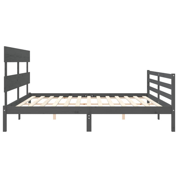 Grauer Bettrahmen mit Kopfteil Giulnas 200x200cm (Holz)