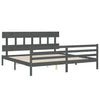 Bettrahmen Grau mit Kopfteil Nulwailler 200x200cm (Holz)