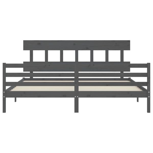 Bettrahmen Grau mit Kopfteil Nulwailler 200x200cm (Holz)