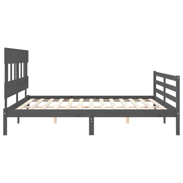 Bettrahmen Grau mit Kopfteil Nulwailler 200x200cm (Holz)