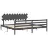 Bettgestell grau mit Kopfteil Sammy 200x200cm (Holz)
