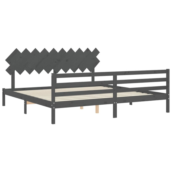 Bettgestell grau mit Kopfteil Sammy 200x200cm (Holz)