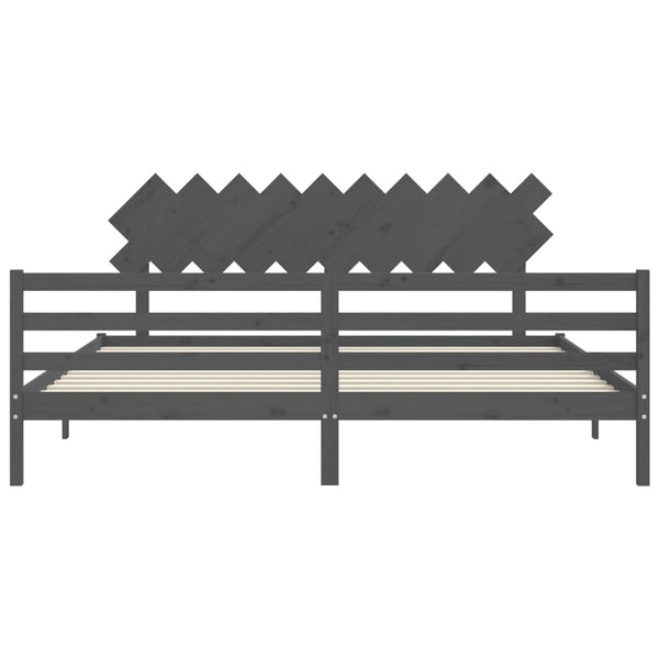 Bettgestell grau mit Kopfteil Sammy 200x200cm (Holz)