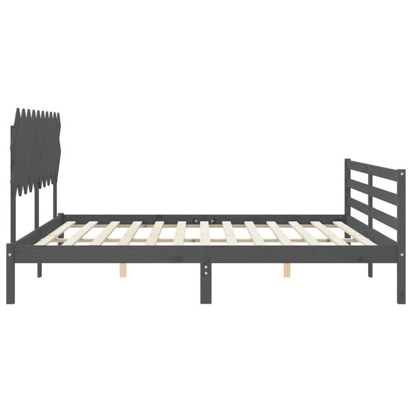 Bettgestell grau mit Kopfteil Sammy 200x200cm (Holz)