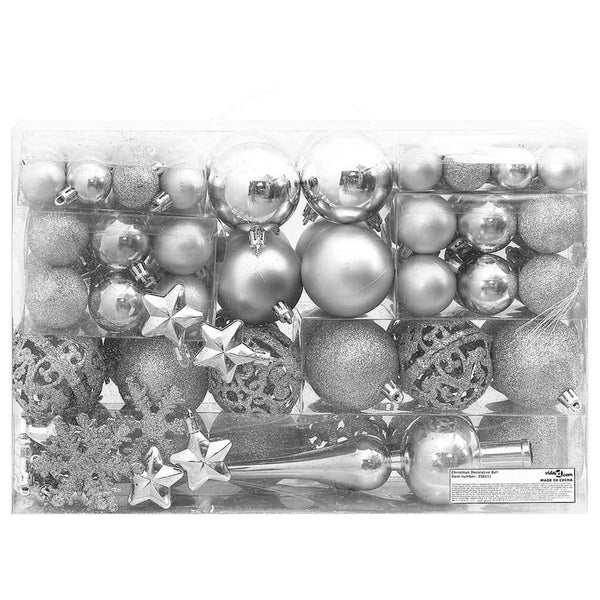 Weihnachtskugel-Set Stancuta, 111-teilig (Polystyrol), silber