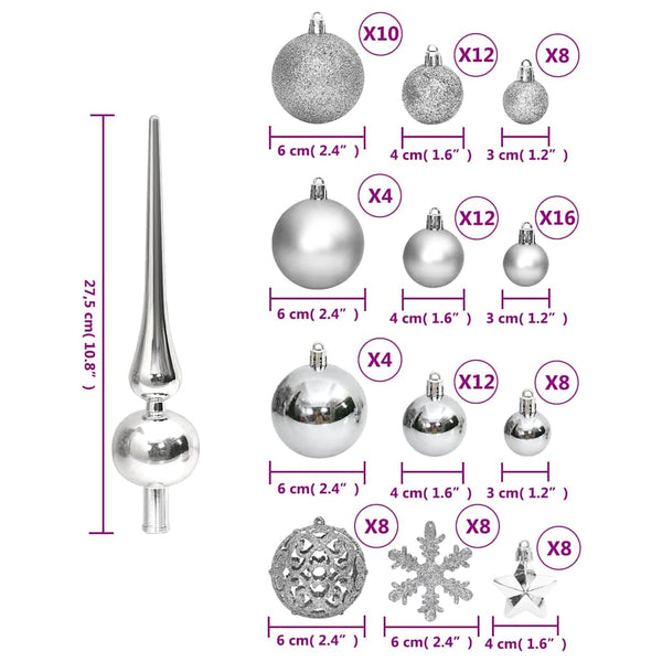 Weihnachtskugel-Set Stancuta, 111-teilig (Polystyrol), silber