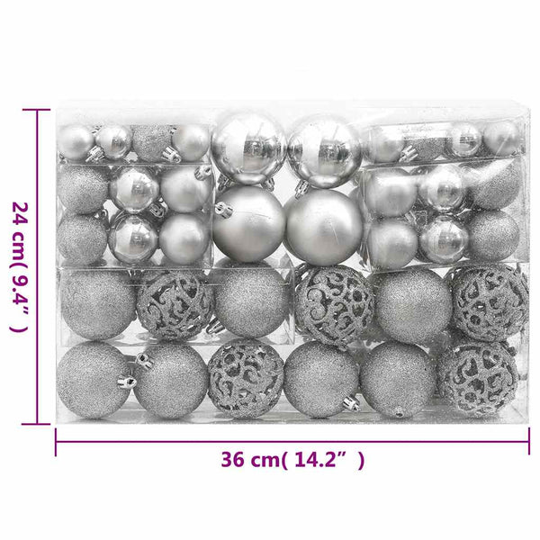 Weihnachtskugel-Set Stancuta, 111-teilig (Polystyrol), silber