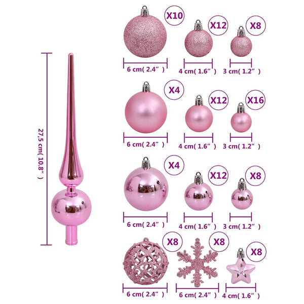 Rosa Christbaumkugelset Stancuta 111-teilig (Polystyrol)