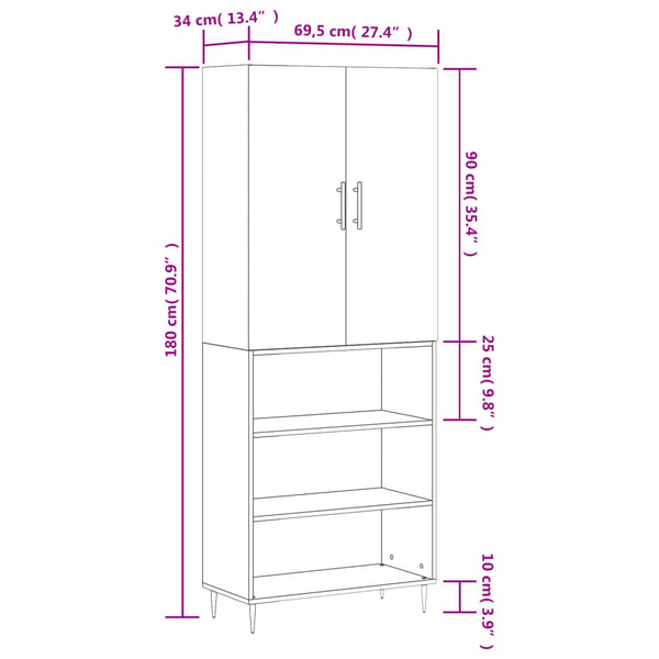 Grauer Ashley Schrank 69,5x34x180cm (Holz)