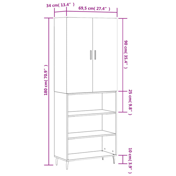 Timis grauer Schrank 69,5x34x180cm (aus Holz)