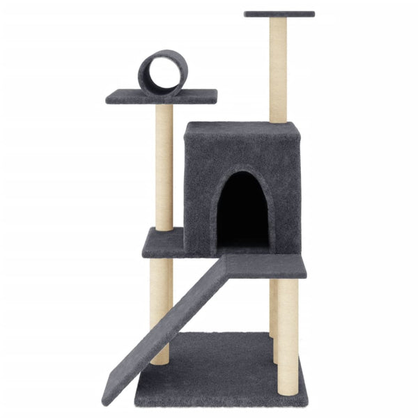 Dunkelgrauer Katzenkratzbaum mit Sisal-Kratzsäulen Prasanga 110,5 cm