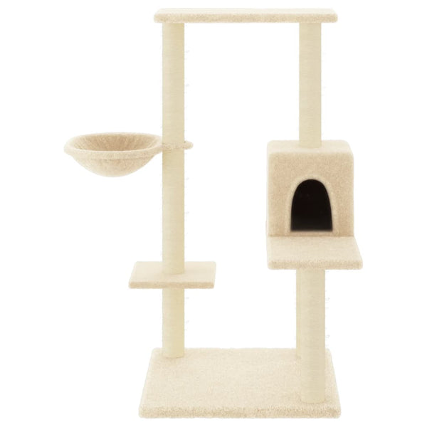 Cremefarbener Katzenkratzbaum mit Sisal-Kratzsäulen Tristan 95cm