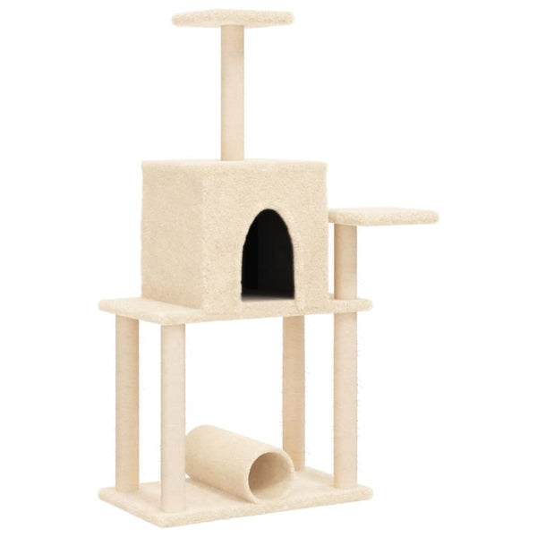 Kletterbaum für Katzen, cremefarben, mit Sisalkratzstämmen, Stanu 122cm