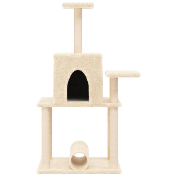 Kletterbaum für Katzen, cremefarben, mit Sisalkratzstämmen, Stanu 122cm