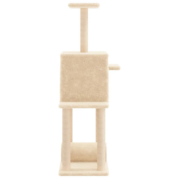 Kletterbaum für Katzen, cremefarben, mit Sisalkratzstämmen, Stanu 122cm