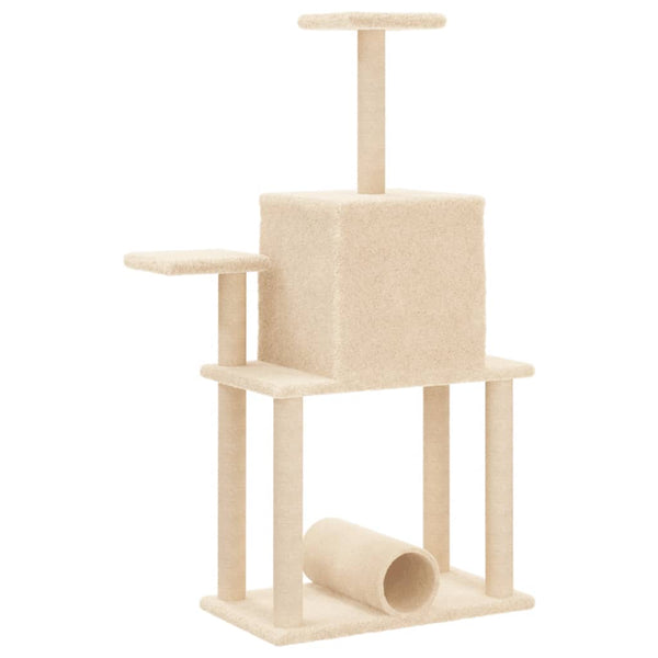 Kletterbaum für Katzen, cremefarben, mit Sisalkratzstämmen, Stanu 122cm