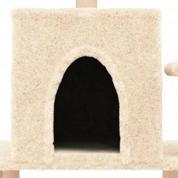 Kletterbaum für Katzen, cremefarben, mit Sisalkratzstämmen, Stanu 122cm