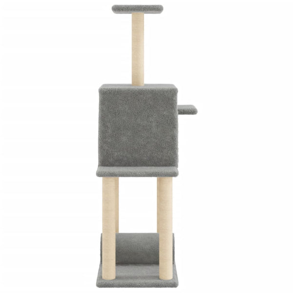 Grauer Katzenkratzbaum mit Sisal-Kratzstämmen Stanu 122cm