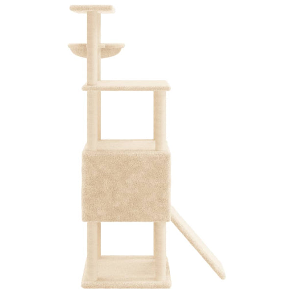 Kratzbaum Dimitri 153 cm hoch Creme mit Sisal-Kratzsäulen