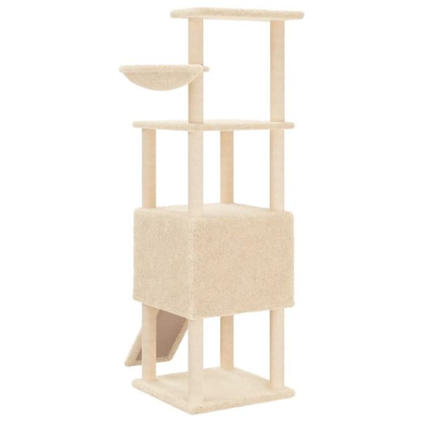 Kratzbaum Dimitri 153 cm hoch Creme mit Sisal-Kratzsäulen