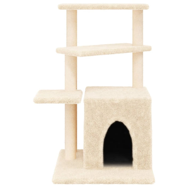 Katzenkratzbaum Gona, 83,5 cm, creme mit Sisalstämmen