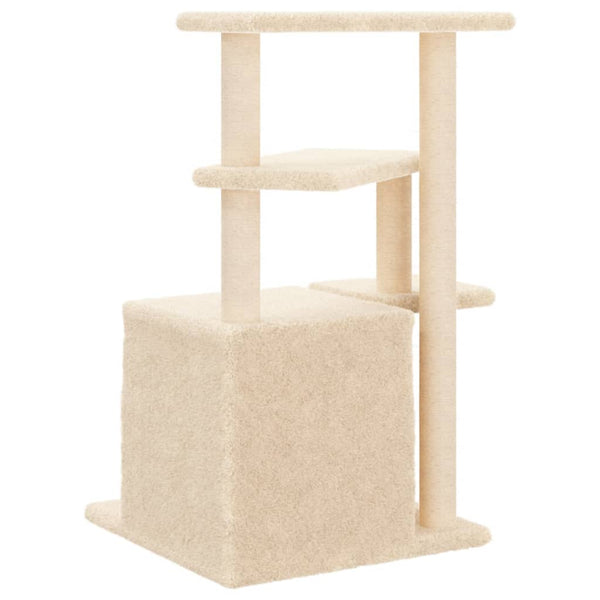 Katzenkratzbaum Gona, 83,5 cm, creme mit Sisalstämmen