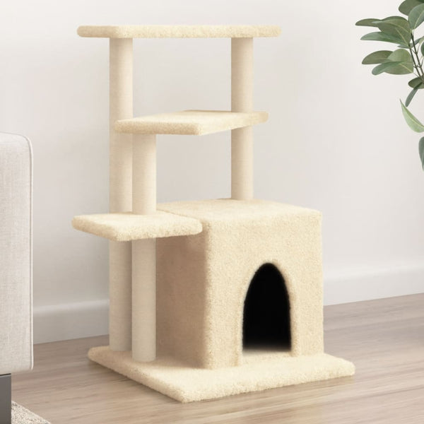 Katzenkratzbaum Gona, 83,5 cm, creme mit Sisalstämmen