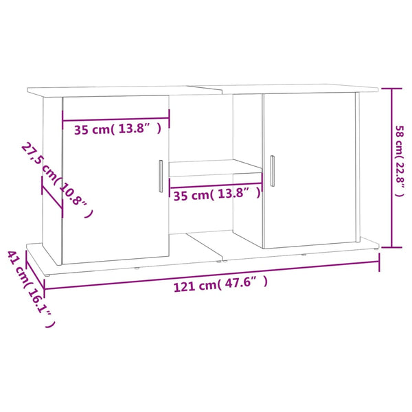 Weißer Aquarienunterschrank Omurbec 121x41x58cm (Holz)