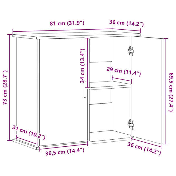 Weißer Aquarienunterschrank Varhelyi 81x36x73cm (Holz)