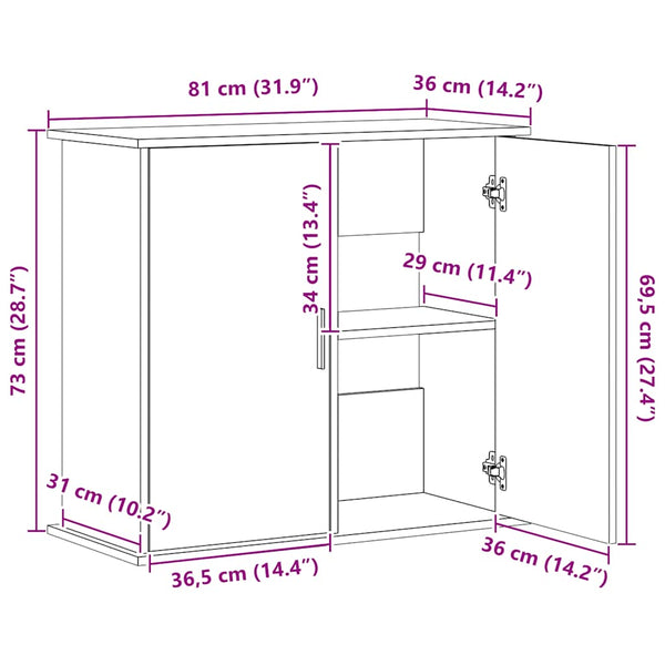 Aquariumunterschrank Varhelyi 81x36x73cm grau (Holz)