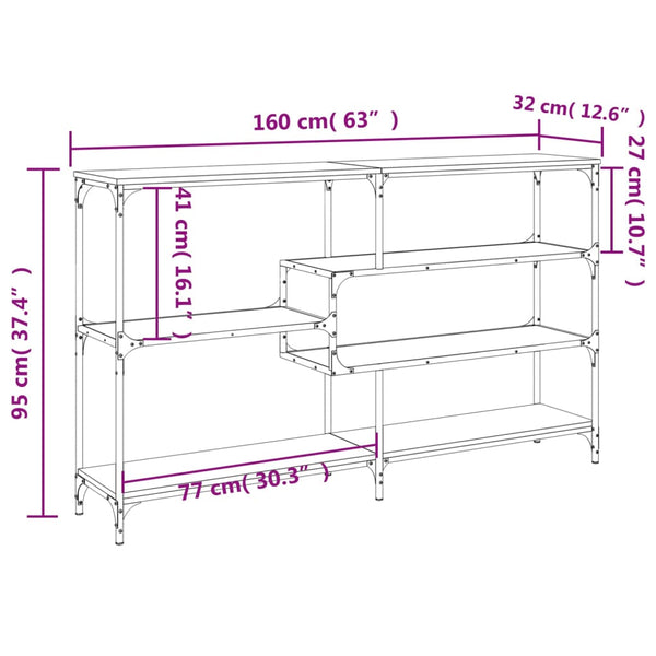 Grauer Konsolentisch Dionita 160x32x95cm (Holz)