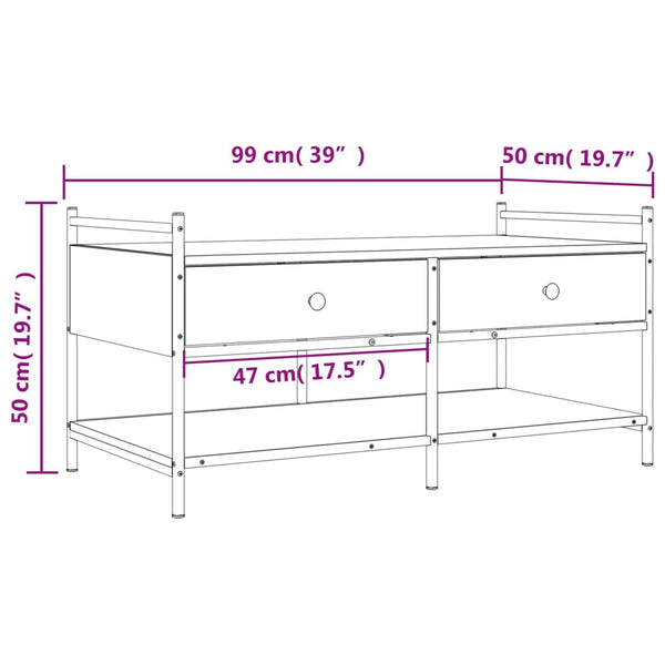 Grauer Couchtisch Artimina 99x50x50cm (Holz)