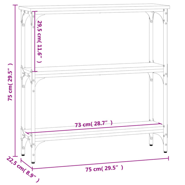 Grauer Konsolentisch Ruxandari 75x22,5x75cm (Holz)