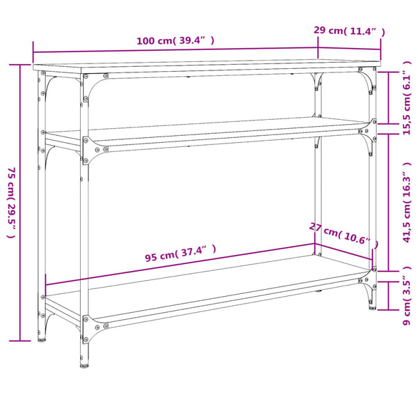 Grauer Konsolentisch Manolia 100x29x75cm (Holz)