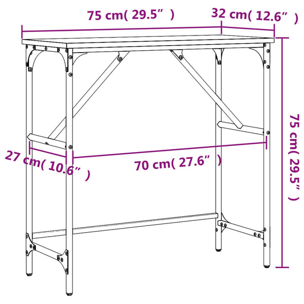 Harmaa konsolipöytä Lissie 75x32x75cm (puinen)
