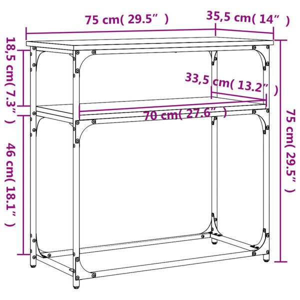 Schwarzer Konsolentisch Petroni 75x35,5x75cm (Holz)