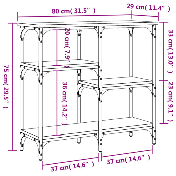 Grauer Konsolentisch Costinelly 80x29x75cm (Holz)