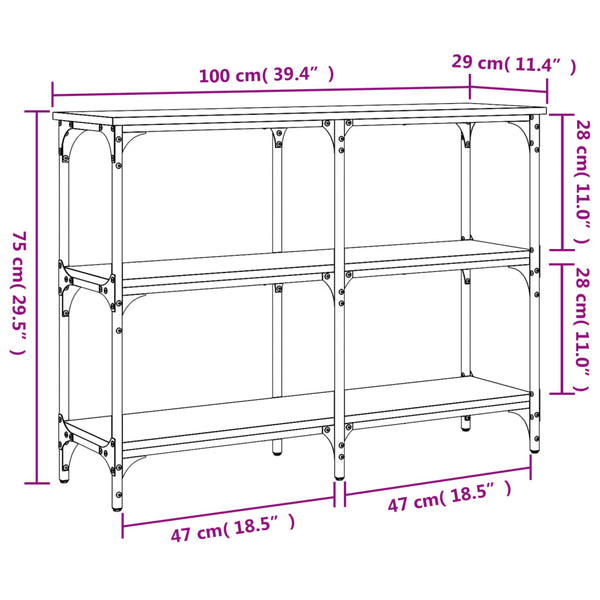 Konsole Esstisch Gros, geräucherte Eiche, 100x29x75cm (Holz)