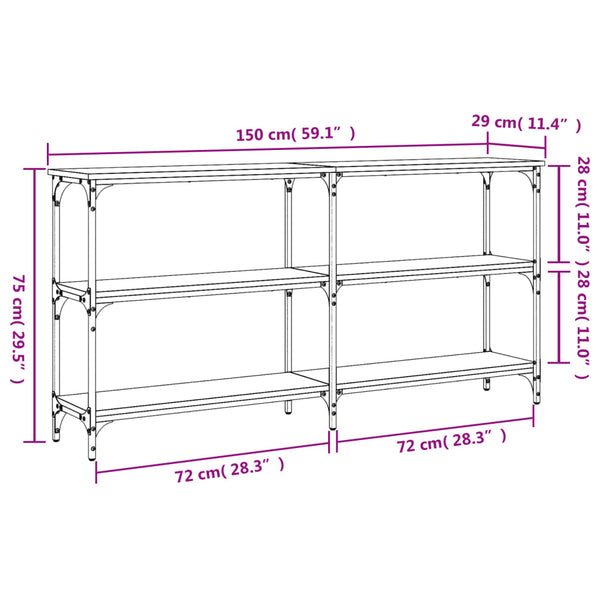 Konsolentisch Rauch-Eiche Gros 150x29x75cm (Holz)