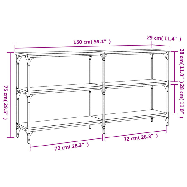 Grauer Konsolentisch Gros 150x29x75cm (Holz)