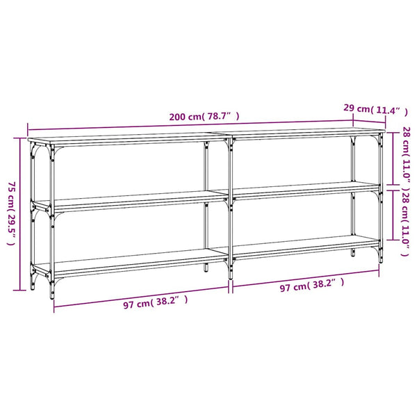 Grauer Konsolentisch Gros 200x29x75cm (Holz)