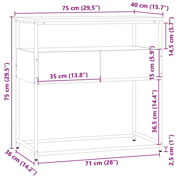 Konsole Jamarcus aus Räuchereiche 75x40x75cm (Holz)