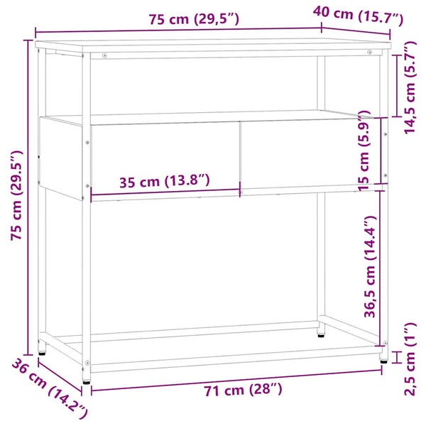 Konsolentisch Jamarcus grau 75x40x75cm (Holz)