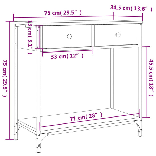 Sonoma-Eiche Konsolentisch Piscupu 75x34,5x75cm (Holz)