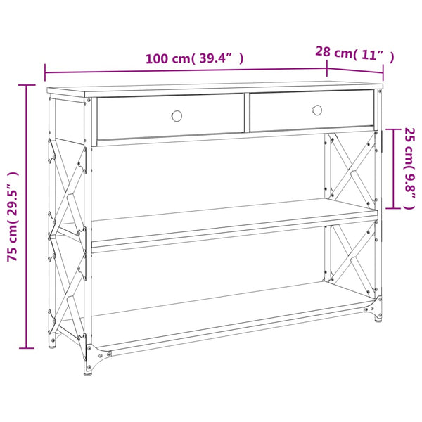 Grauer Konsolentisch Bondi 100x28x75cm (Holz)